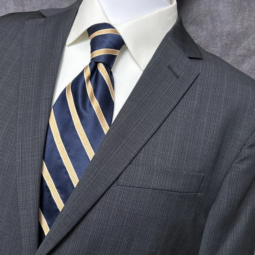 Banana Republic Sport Coat 42L Tailored Slim‎ Fit Gray Wool Glen Check Blazer